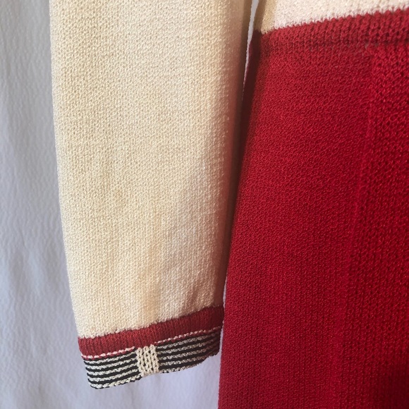 Vintage St. John for Saks Knit Red/Cream Dress - Picture 4 of 8